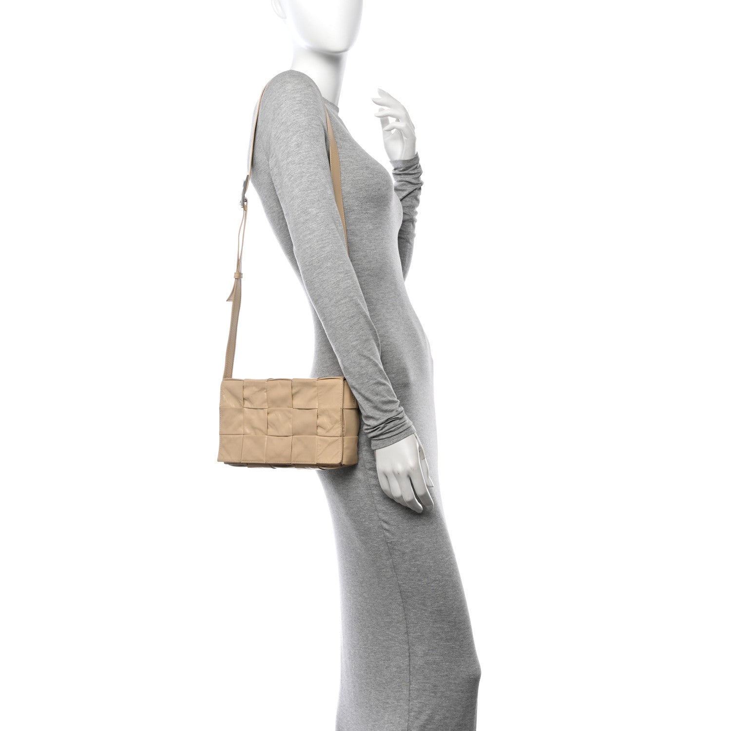 Bottega Veneta Paper Calfskin Maxi Intreccio Cassette Crossbody Bag Beige 2 of 14