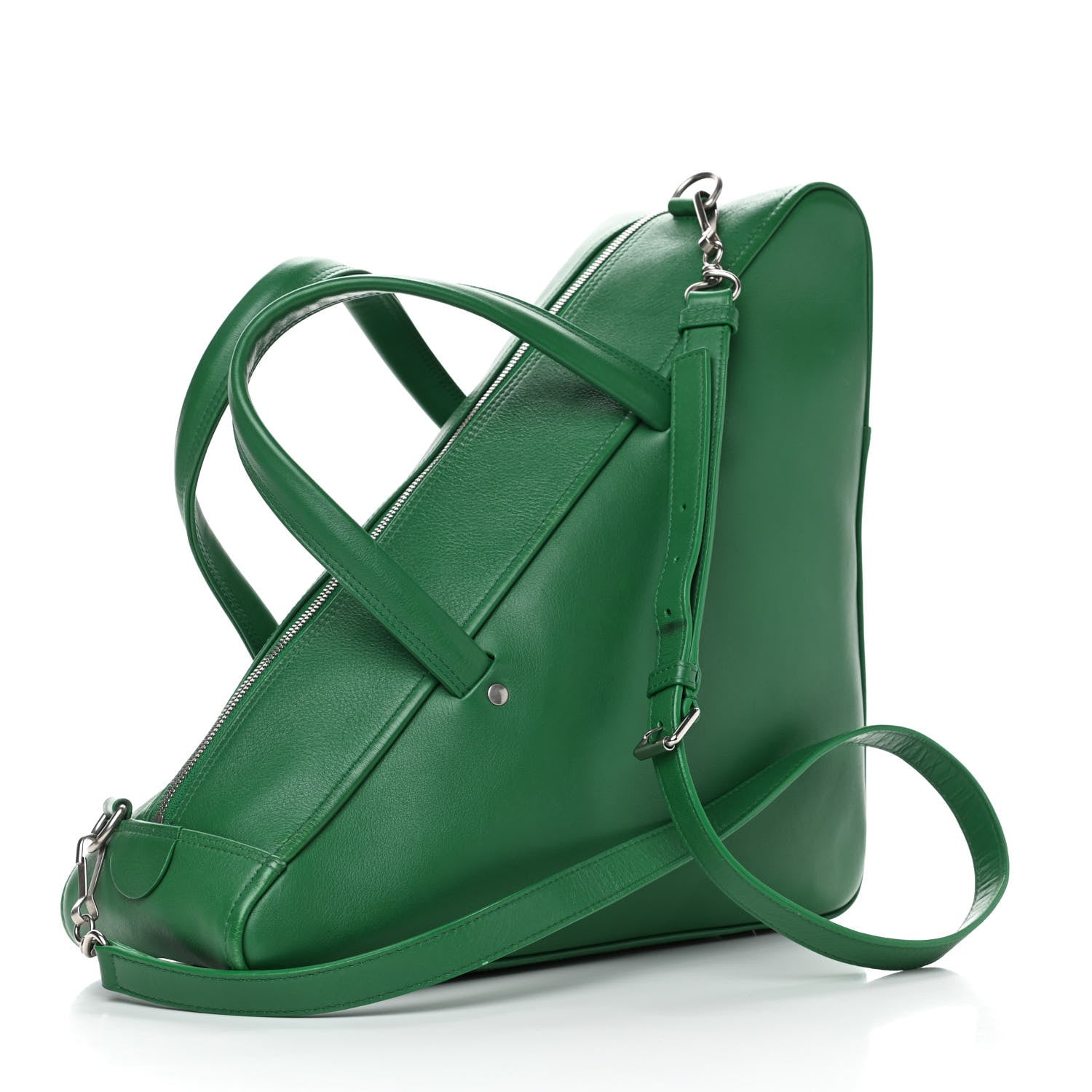 Balenciaga Shiny Day Calfskin M Triangle Duffle Vert Irlandais 2 of 6
