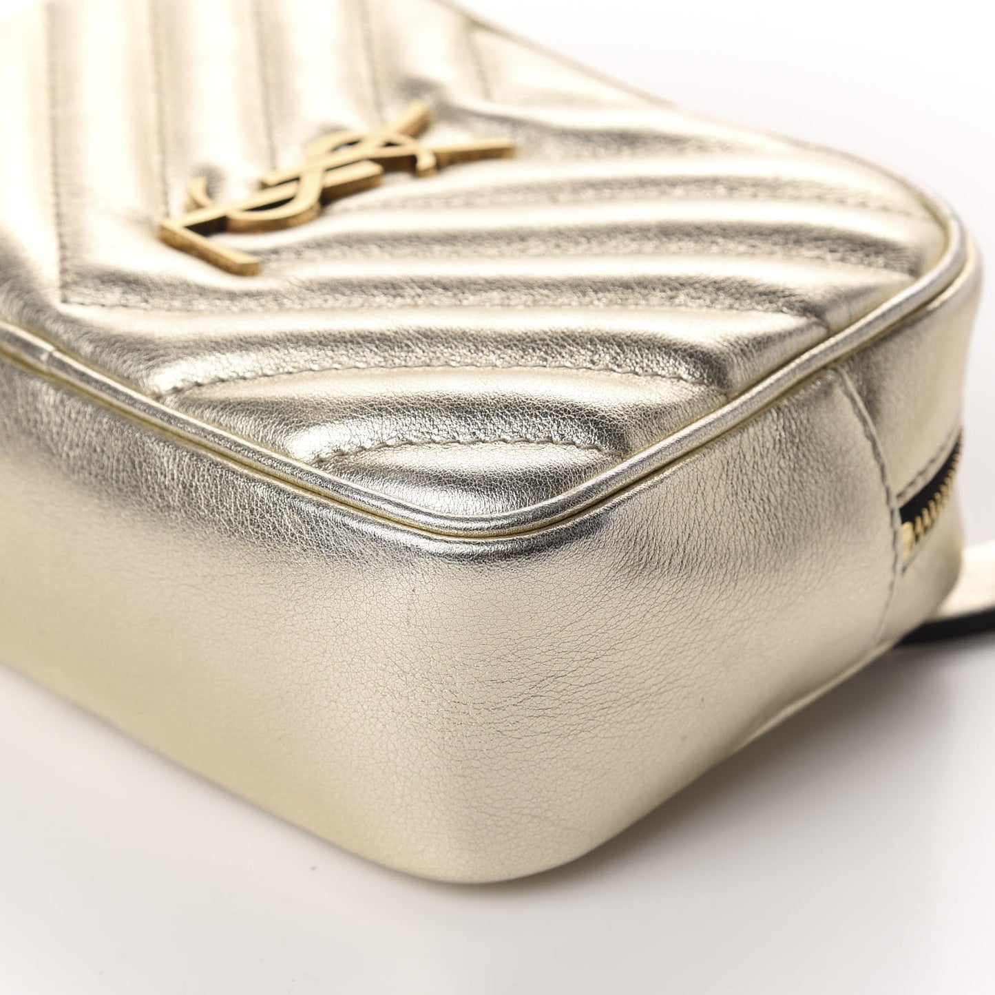 Metallic Calfskin Matelasse Monogram Lou Belt Bag Platino