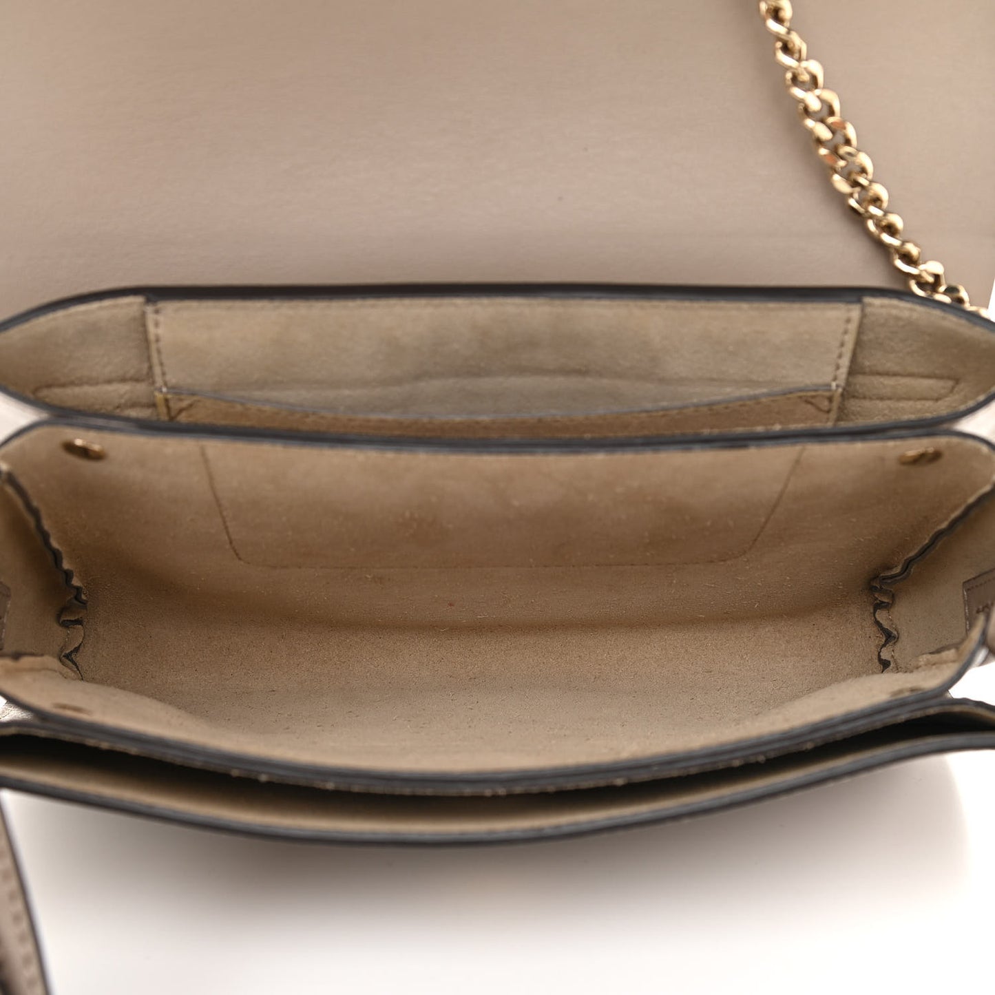 Suede Calfskin Small Faye Shoulder Bag Motty Grey