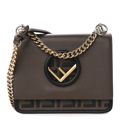 Fendi Vitello Century F is Fendi Bi-Color FF 1974 Embossed Small Kan I Shoulder Bag Maya Black 1 of 13
