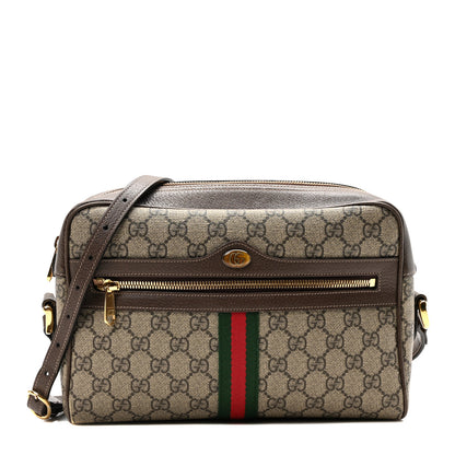 Gucci GG Supreme Monogram Web Small Ophidia Shoulder Bag Brown 1 of 10