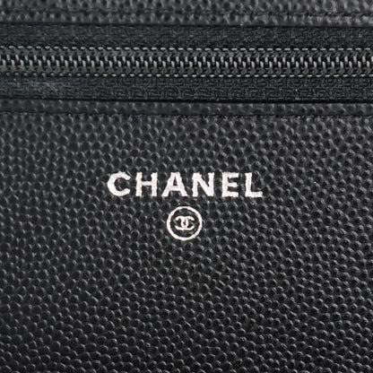 Chanel Caviar Chevron Wallet On Chain WOC Black 6 of 8