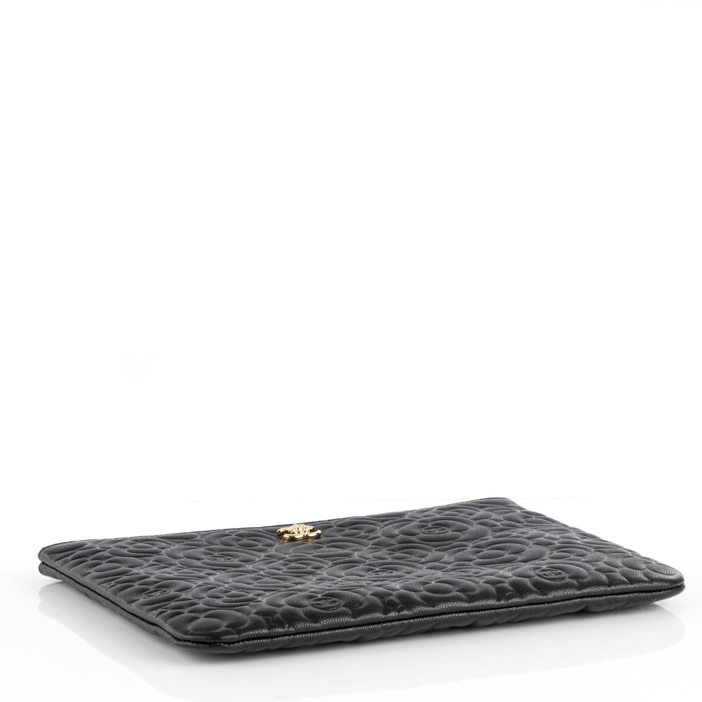 Caviar Camellia Embossed Medium Cosmetic Case Black