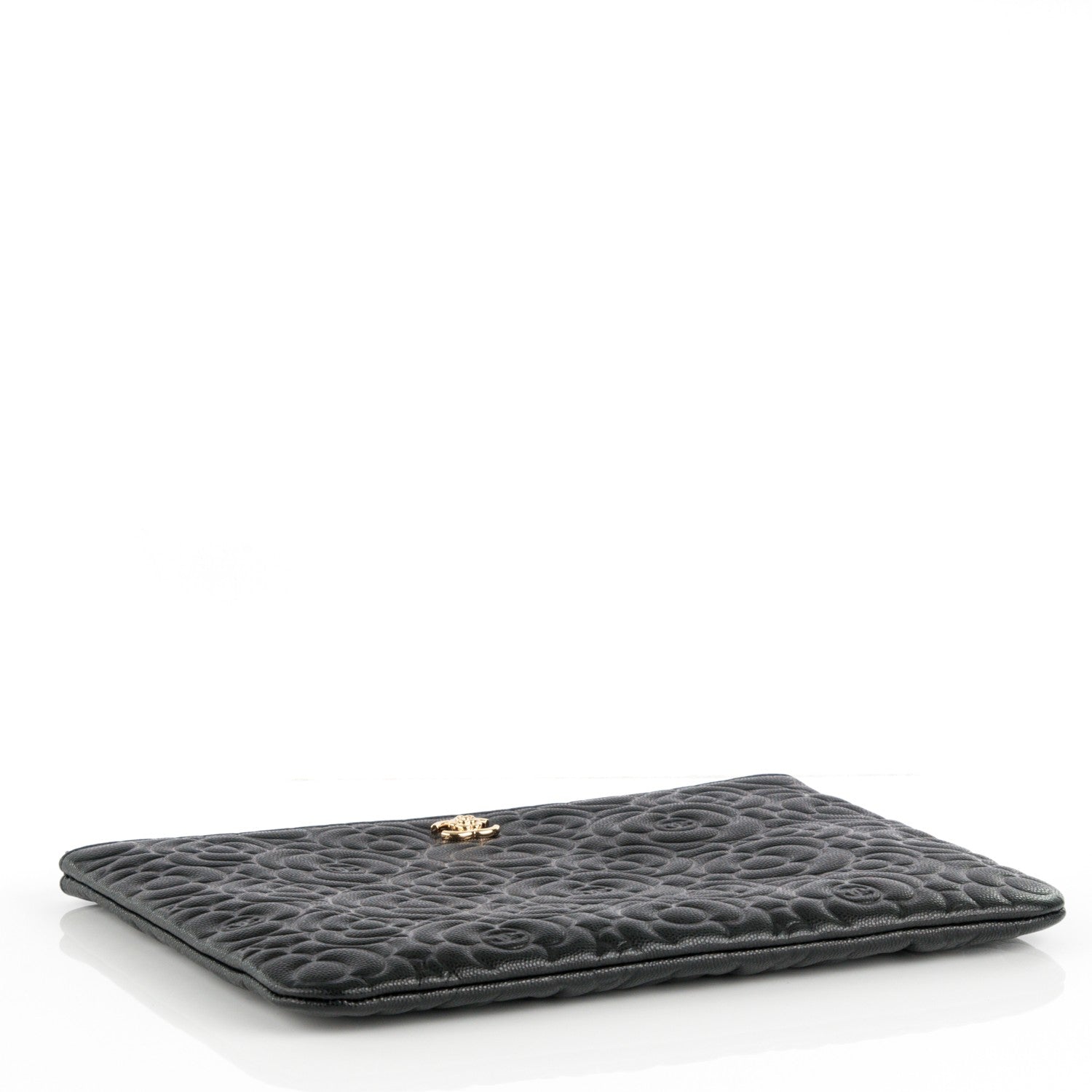 Chanel Caviar Camellia Embossed Medium Cosmetic Case Black 4 of 7