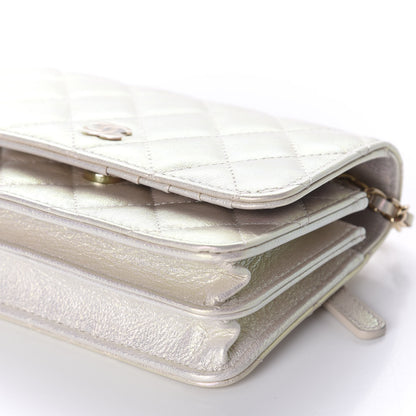Chanel Iridescent Lambskin Quilted Mini Wallet On Chain WOC Ivory 7 of 11