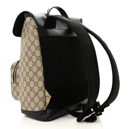 Gucci GG Supreme Monogram Single Buckle Backpack Beige Black 3 of 14
