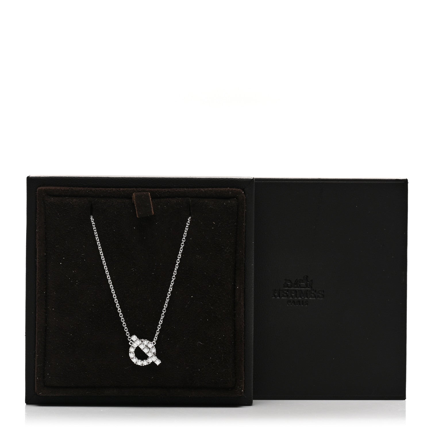 Hermes 18K White Gold Diamond Finesse Pendant Necklace 5 of 5