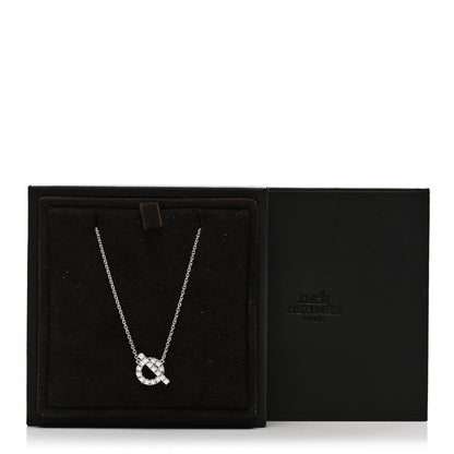 Hermes 18K White Gold Diamond Finesse Pendant Necklace 5 of 5