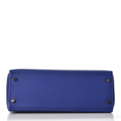 Hermes Togo Horseshoe Kelly Retourne 32 Bleu Electrique Rouge H 7 of 38