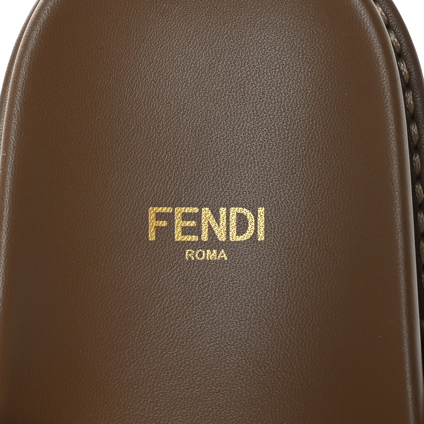 Fabric Jacquard Nappa FF Womens Fendi Feel Buckled Slide Sandals 38 Tobacco Black Miele Scuro