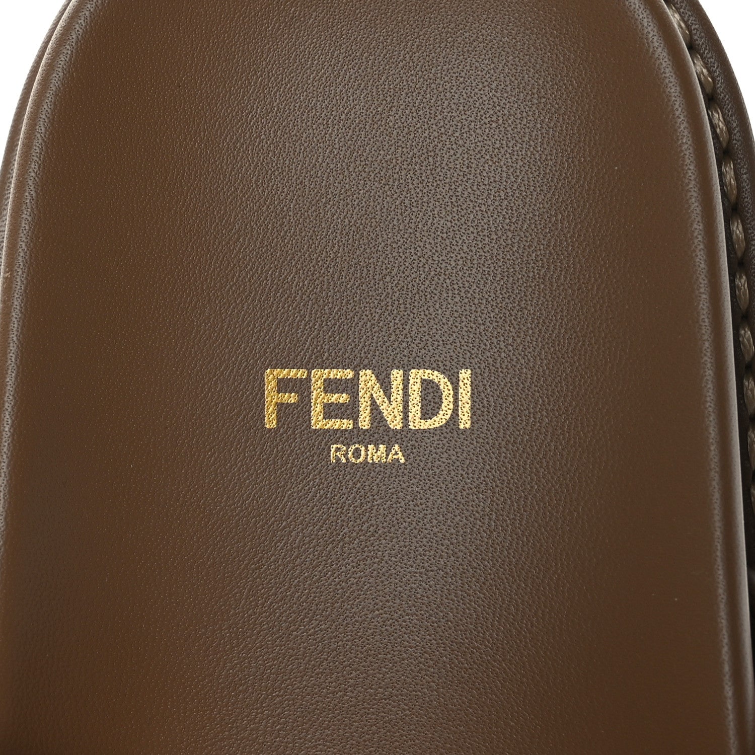 Fendi Fabric Jacquard Nappa FF Womens Fendi Feel Buckled Slide Sandals 38 Tobacco Black Miele Scuro 6 of 7