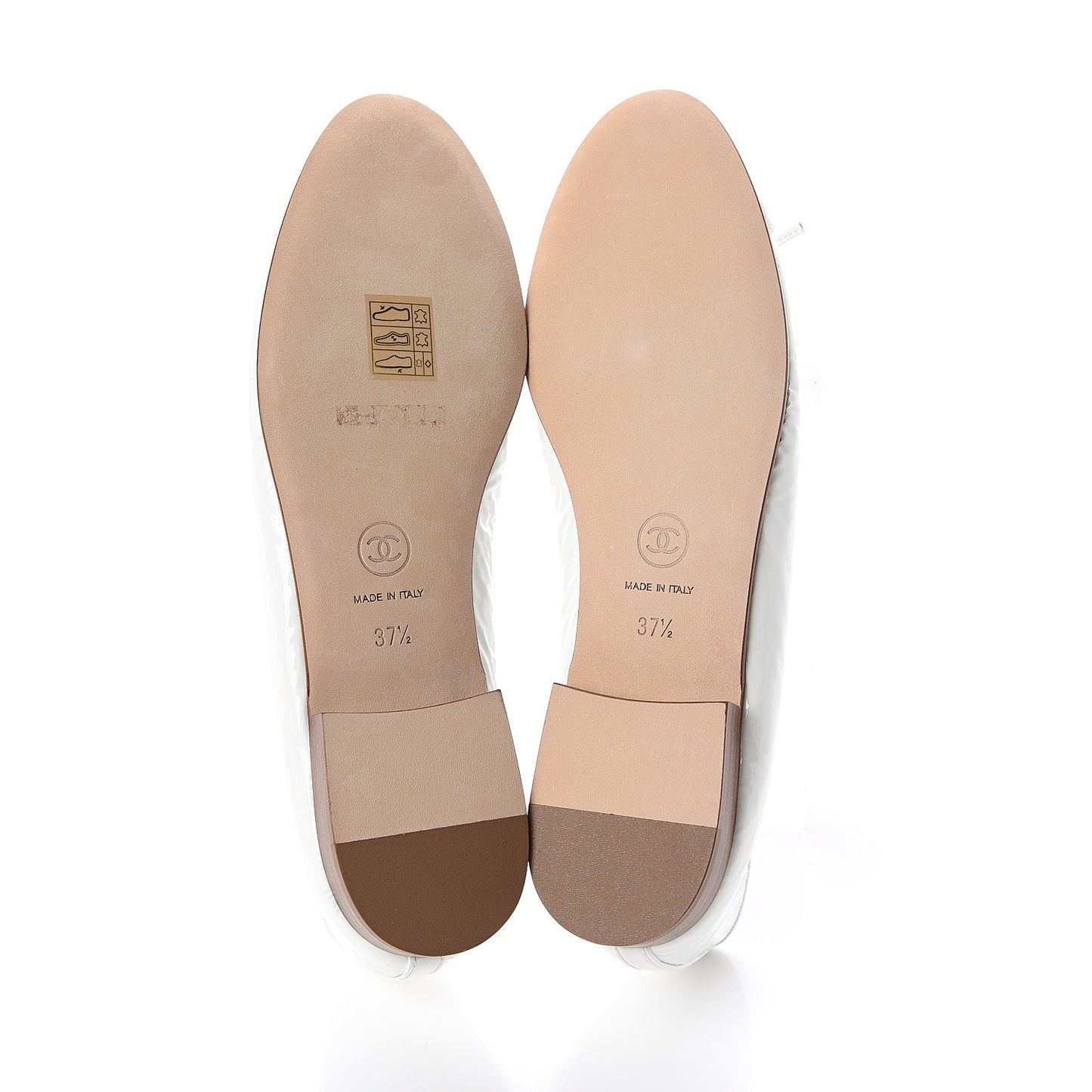 Shiny Crumpled Lambskin Cap Toe Ballerina Flats 37.5 White