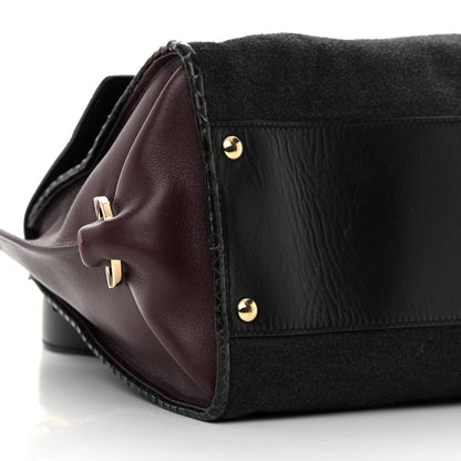 Salvatore Ferragamo Calfskin Suede Snakeskin Small Sofia Satchel Black Burgundy 9 of 22