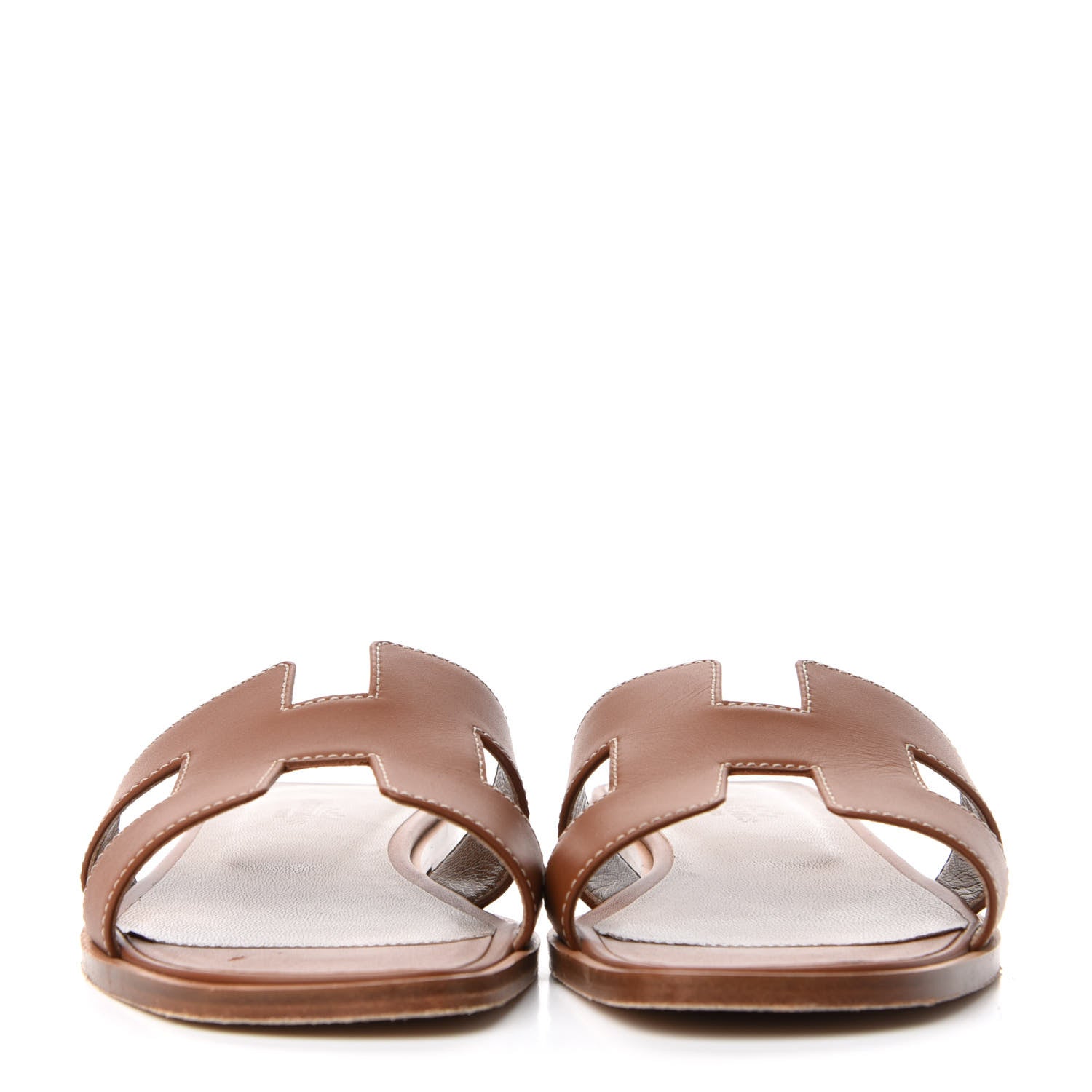 Hermes Box Calfskin Oran Sandals 37.5 Gold 2 of 11