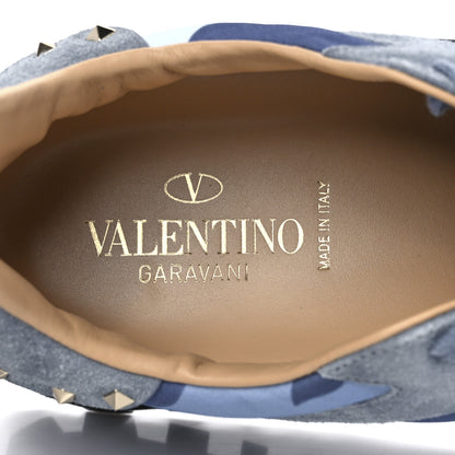 Valentino Garavani Suede Nylon Camouflage Womens Soul Rockstud Sneakers 42 Blue Multicolor 7 of 9