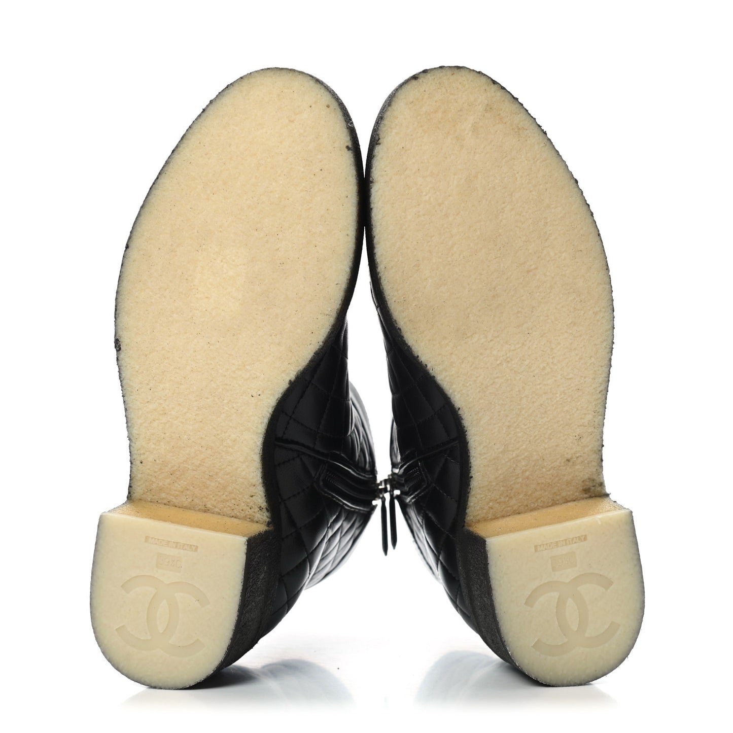 Lambskin Quilted Short Boots 39.5 Black