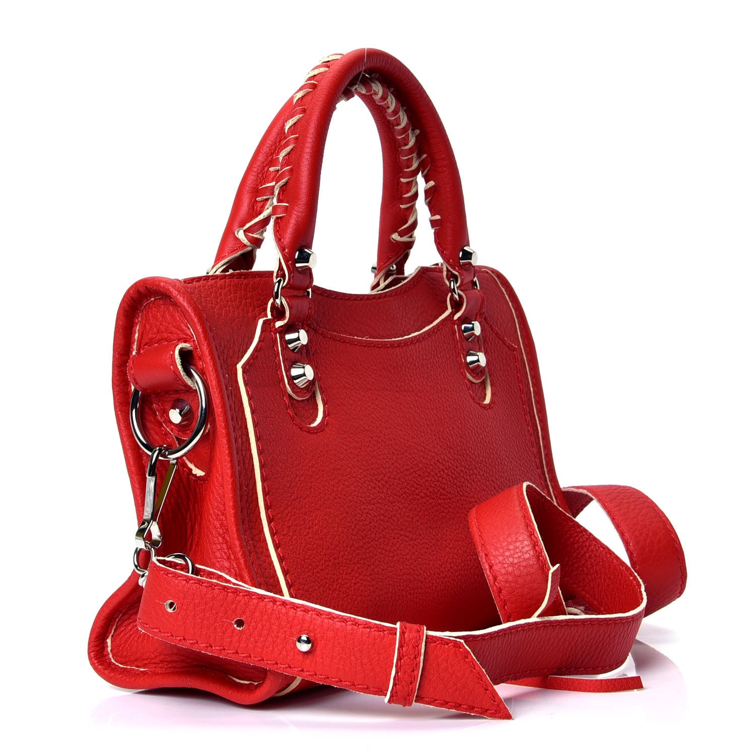 Balenciaga Supple Grained Calfskin Classic Silver Hardware Highlight Mini City Rouge Fraise 2 of 4