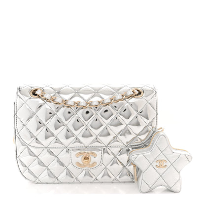 Chanel Mirror Calfskin Metallic Calfskin Medium Hollywood Boulevard Flap With Star Coin Purse Silvery 3 of 11