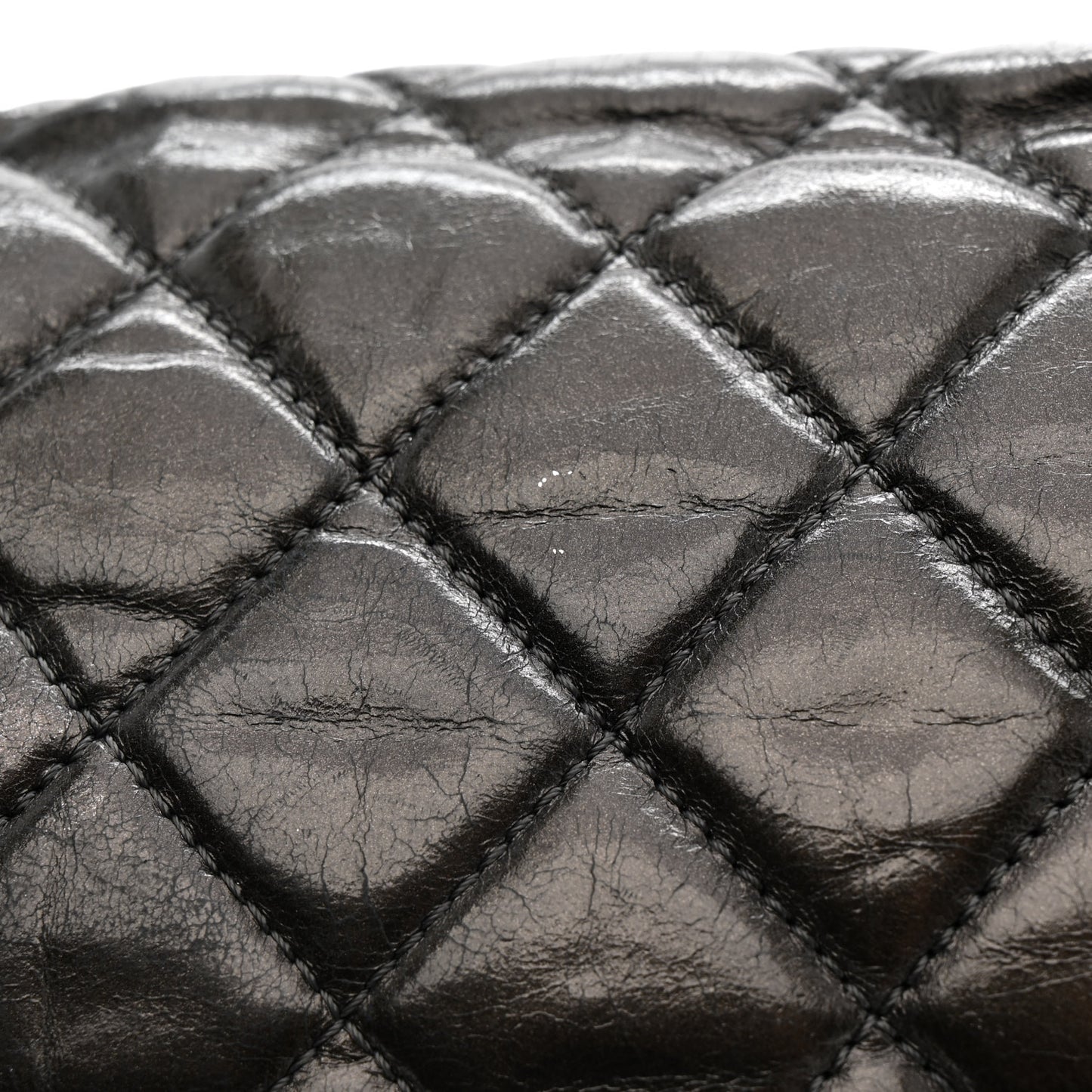 Metallic Calfskin Quilted Medium Chain Me Flap Grey