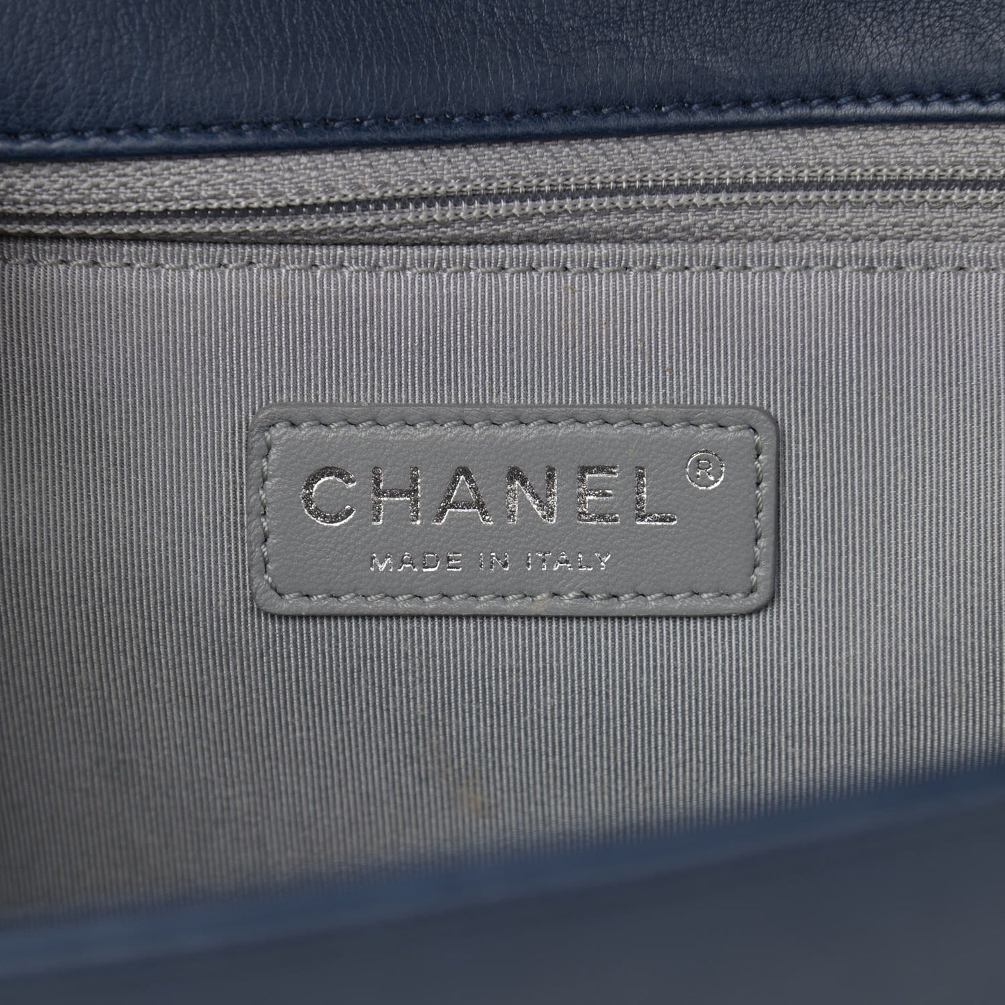 Calfskin Double Stitch New Medium Boy Flap Navy Blue