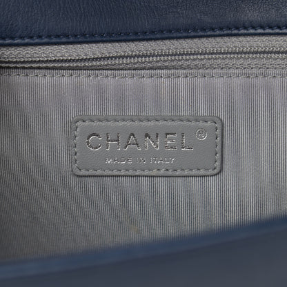 Chanel Calfskin Double Stitch New Medium Boy Flap Navy Blue 6 of 13