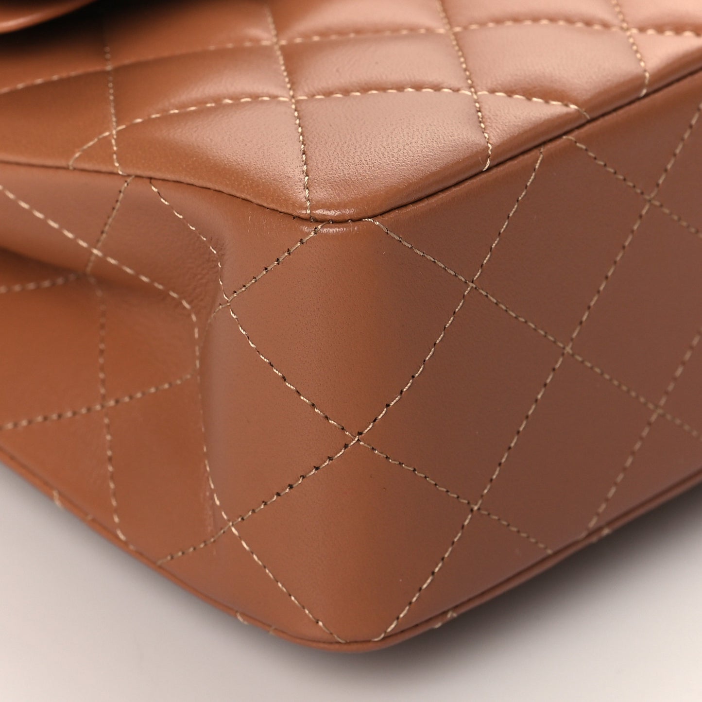 Lambskin Quilted Small Double Flap Brown