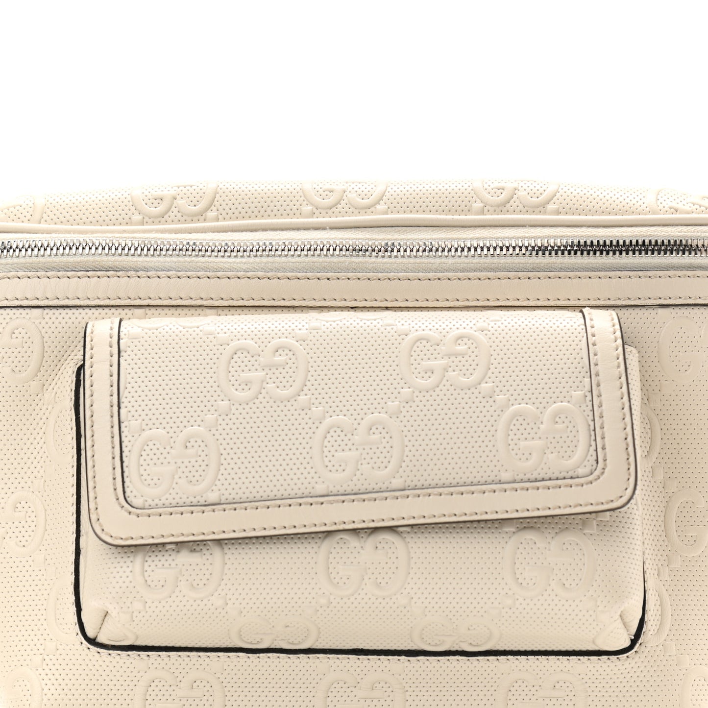 Calfskin GG Tennis Embossed Pocket Belt Bag Mystic White