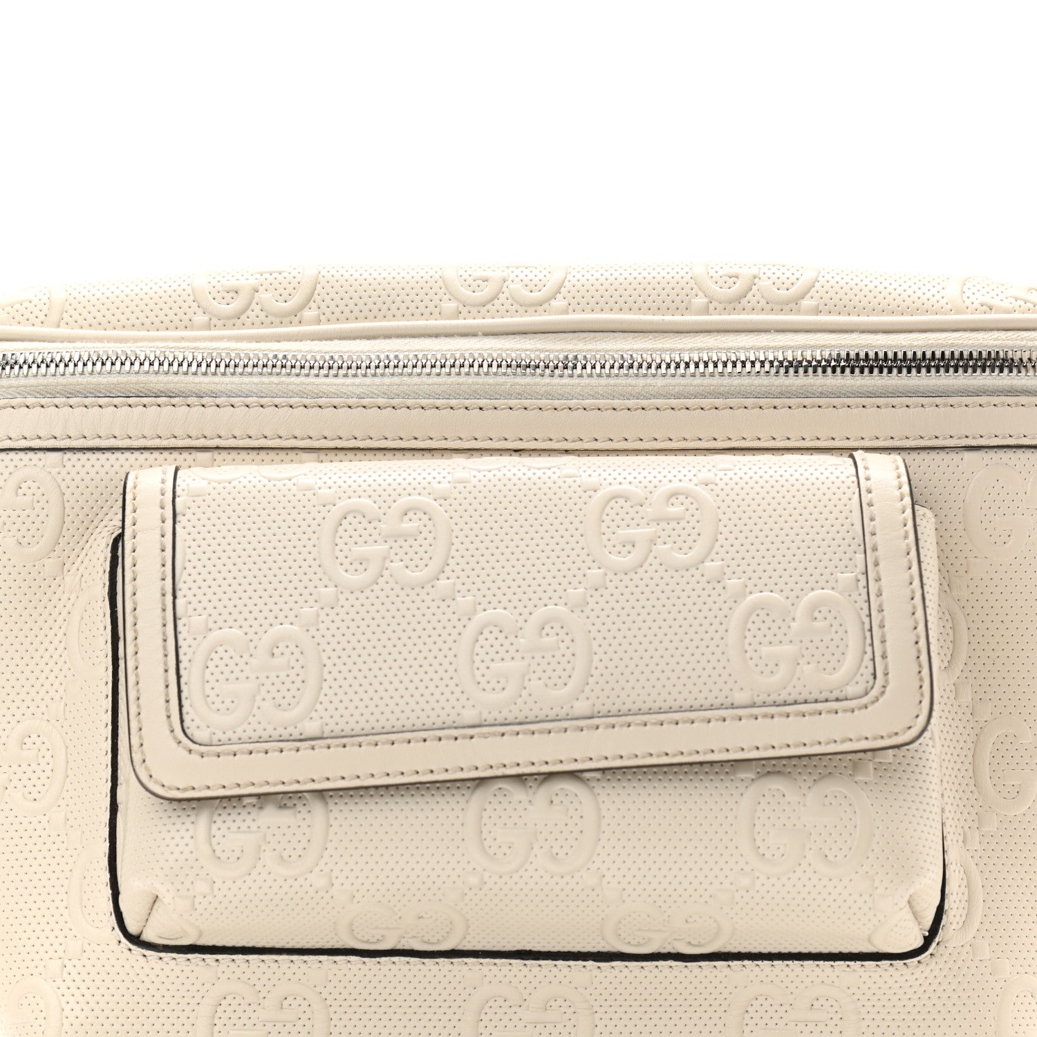Gucci Calfskin GG Tennis Embossed Pocket Belt Bag Mystic White 8 of 10