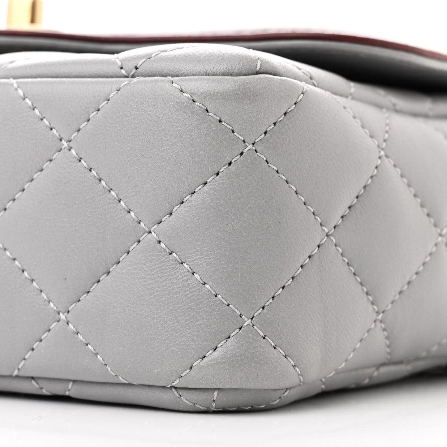 Lambskin Quilted Mini Two Tone Day Flap Grey Burgundy