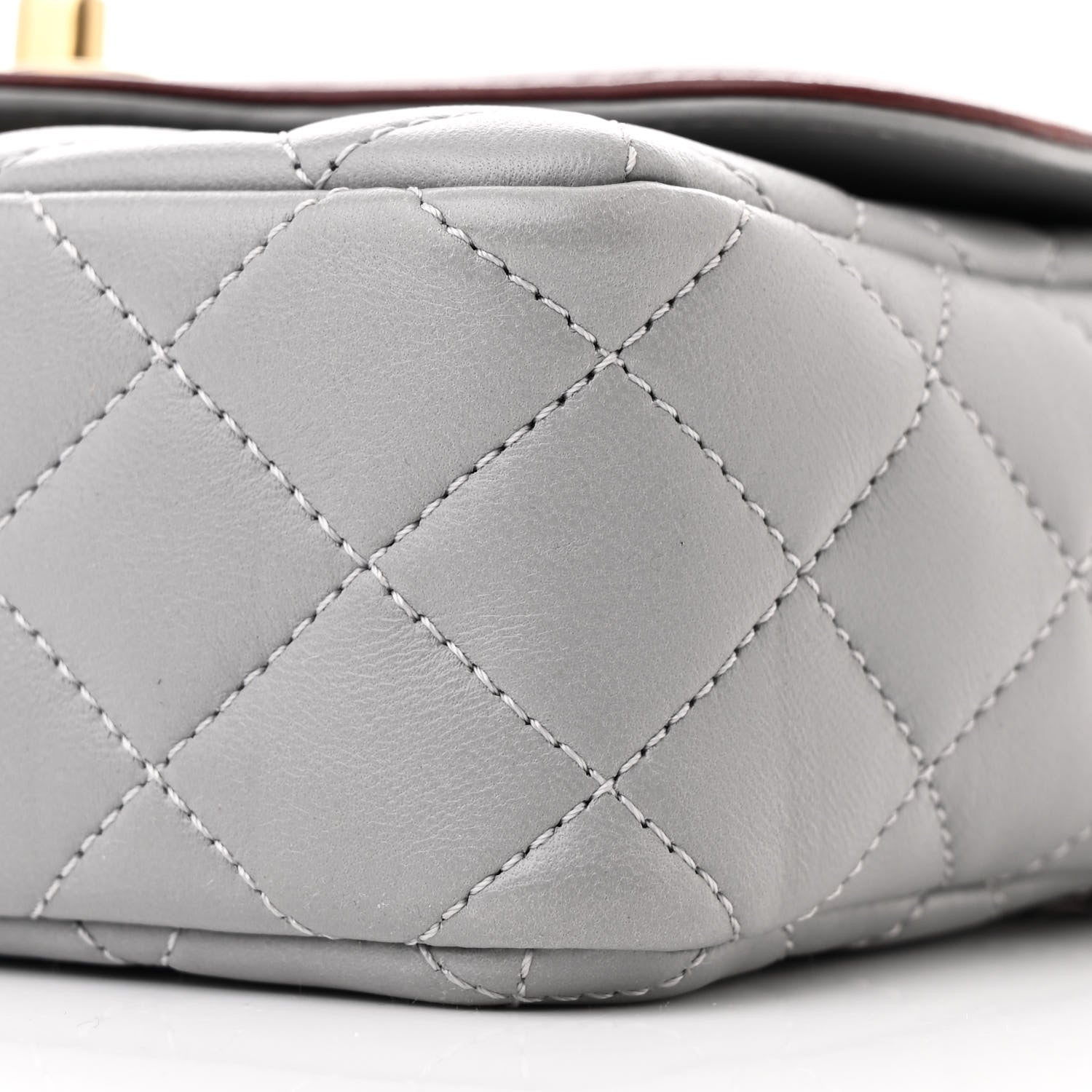 Chanel Lambskin Quilted Mini Two Tone Day Flap Grey Burgundy 10 of 11