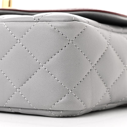Chanel Lambskin Quilted Mini Two Tone Day Flap Grey Burgundy 10 of 11