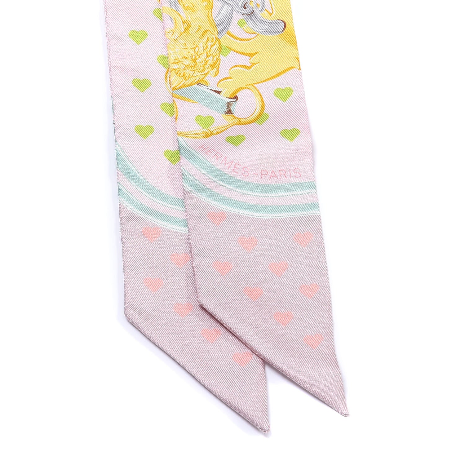 Hermes Silk Brides de Gala Love Twilly Parme Vert D Eau Vieux Rose 2 of 4