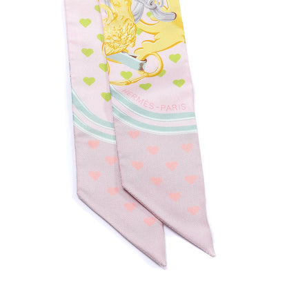 Hermes Silk Brides de Gala Love Twilly Parme Vert D Eau Vieux Rose 2 of 4