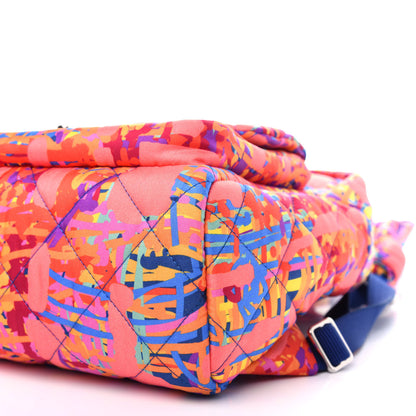 Chanel Foulard Fabric Quilted Printed Backpack Pink 8 of 9