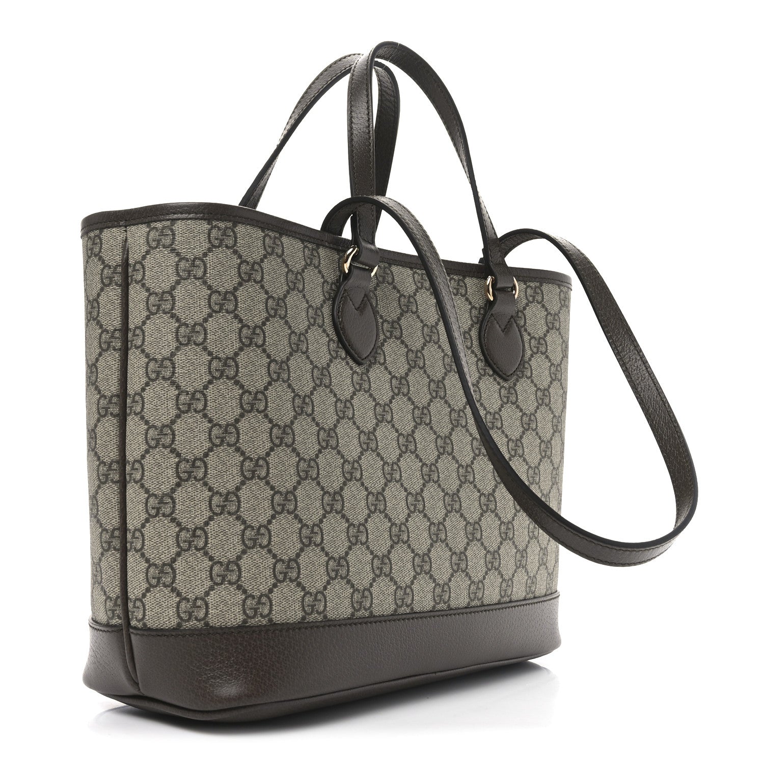 Gucci GG Supreme Monogram Textured Calfskin Small Ophidia Shoulder Tote Bag Beige Ebony New Acero 3 of 10