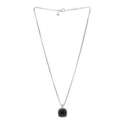 David Yurman Sterling Silver Diamond Black Orchid 14mm Chatelaine Pave Bezel Pendant Necklace 3 of 6