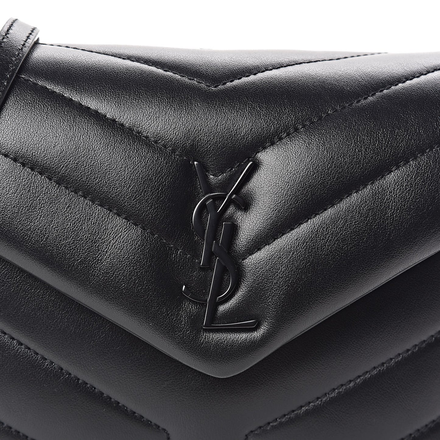 Calfskin Y Quilted Monogram Toy Loulou Crossbody Bag Black