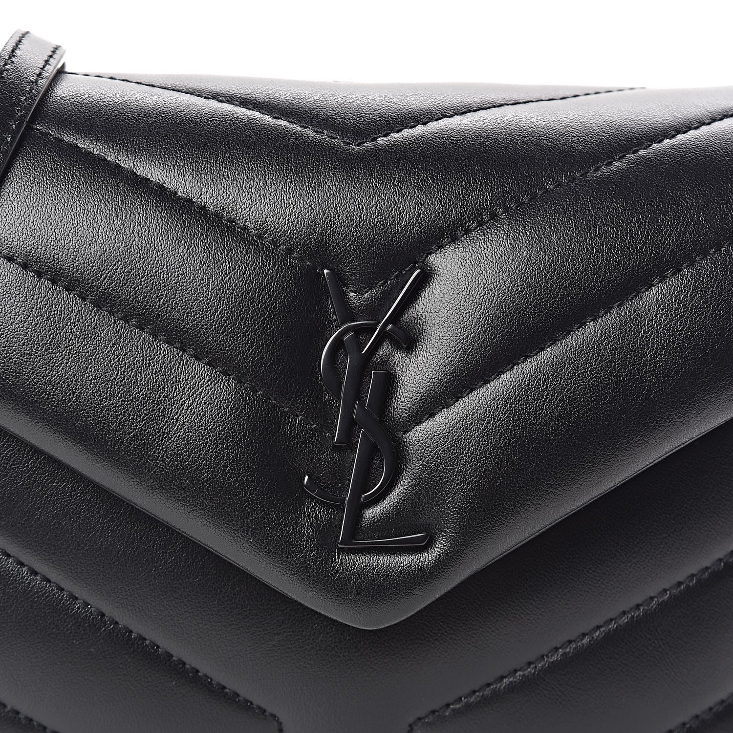 Saint Laurent Calfskin Y Quilted Monogram Toy Loulou Crossbody Bag Black 9 of 11
