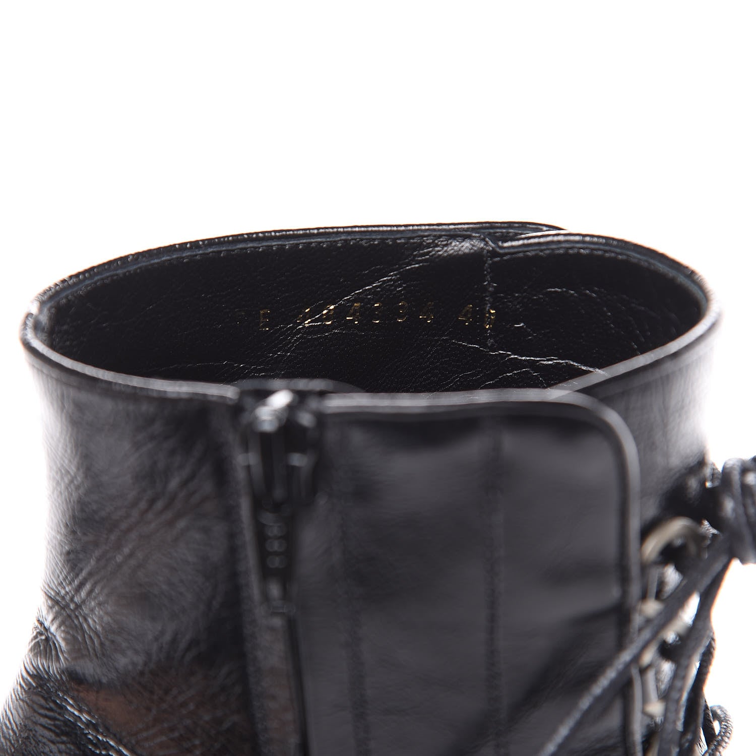 Saint Laurent Shiny Calfskin Fetish Lace Up Ankle Boots 40 Black 9 of 10