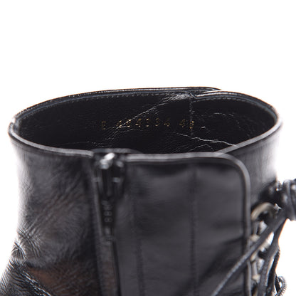 Saint Laurent Shiny Calfskin Fetish Lace Up Ankle Boots 40 Black 9 of 10