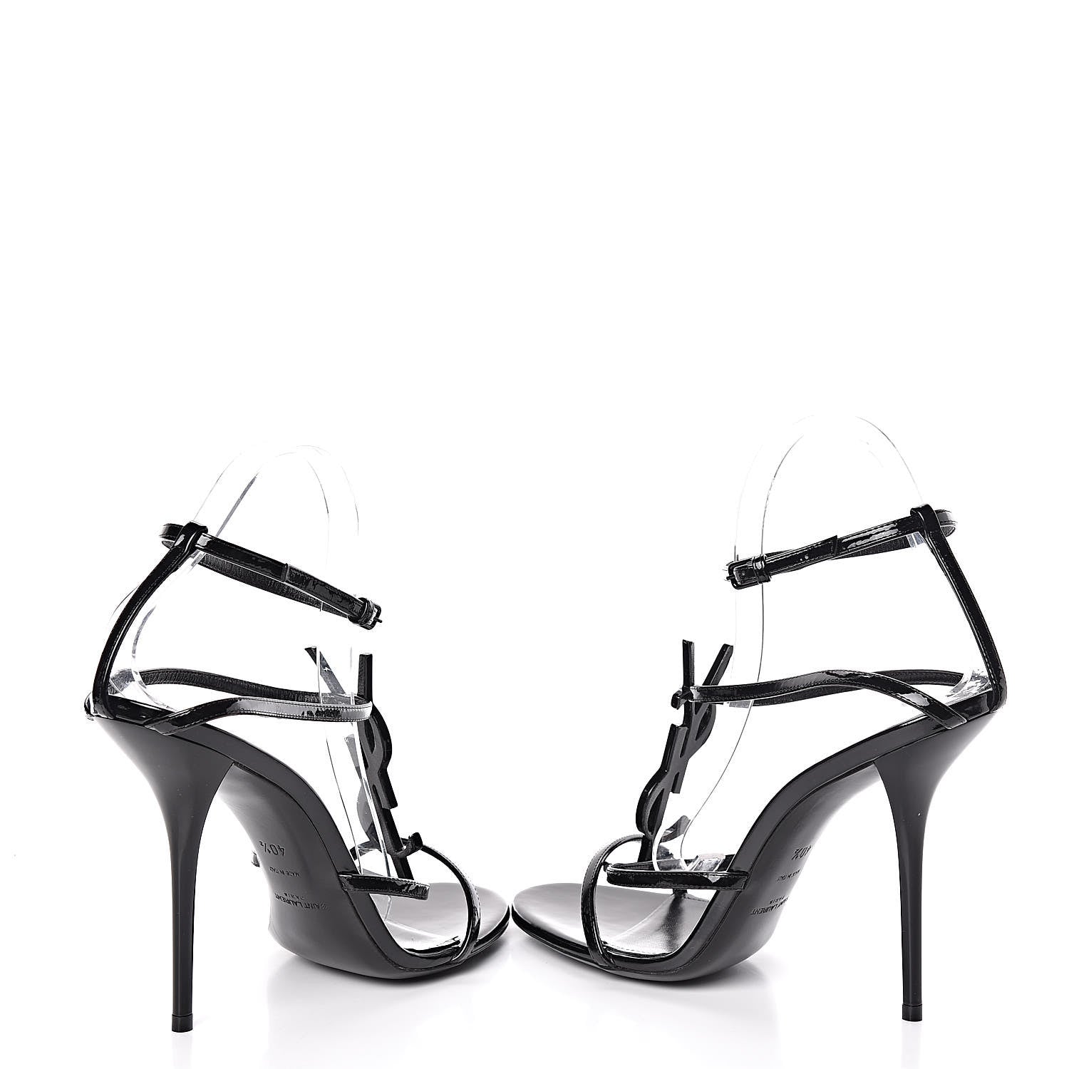 Saint Laurent Calfskin Cassandra 110 Ankle Strap Sandals 40.5 Black 6 of 10