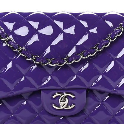 Chanel Patent Calfskin Quilted Jumbo Double Flap Purple 5 of 13