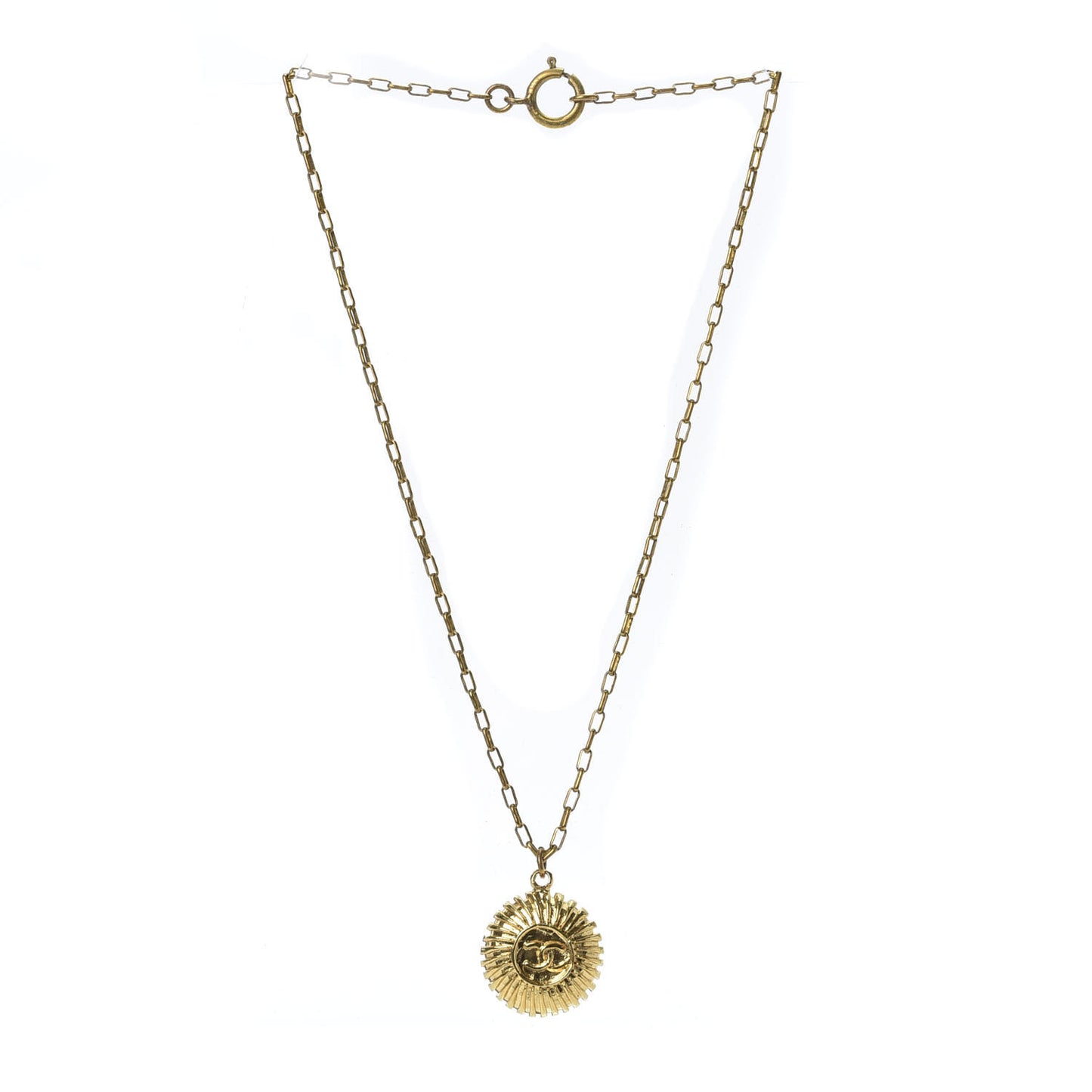 CC Sunburst Chain Pendant Necklace Gold