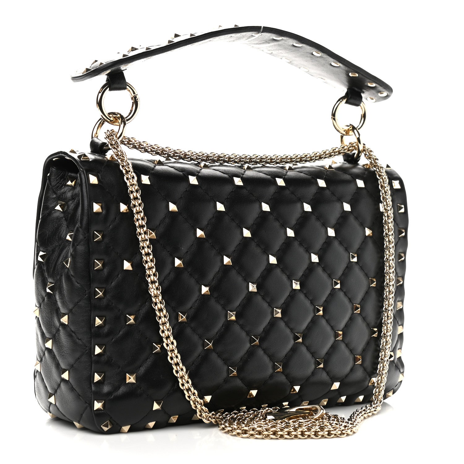 Valentino Garavani Lambskin Medium Rockstud Spike Shoulder Bag Black 3 of 11