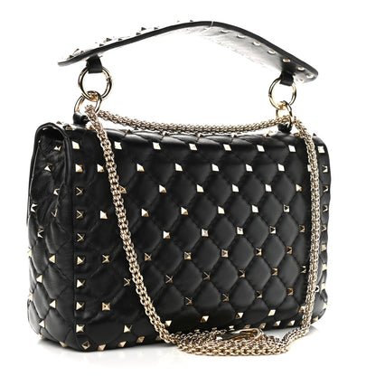 Valentino Garavani Lambskin Medium Rockstud Spike Shoulder Bag Black 3 of 11