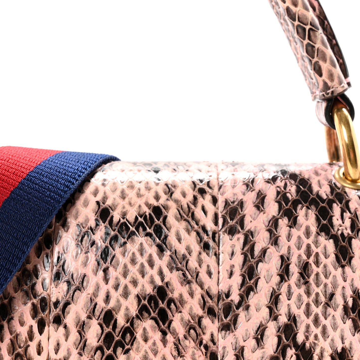 Snakeskin Sylvie Web Small Queen Margaret Top Handle Bag Pink