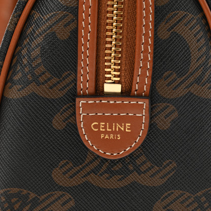 Celine Triomphe Canvas Calfskin Small Boston Bag Tan 6 of 11