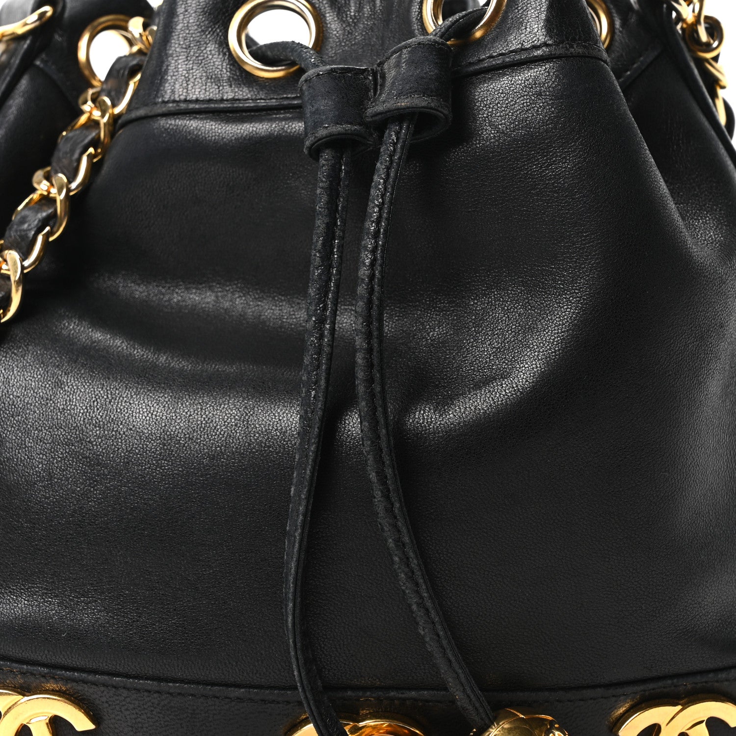 Chanel Lambskin CC Drawstring Shoulder Bag Black 8 of 11