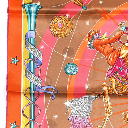Hermes Silk Chorus Stellarum Scarf 70 Orange Beige Dore 3 of 5